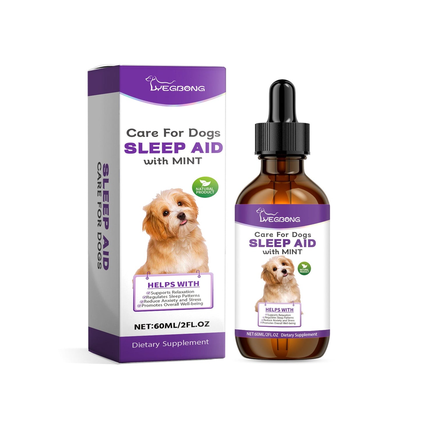 Natural Dog Sleep Drops: Nighttime Sleep Aid with Peppermint Extract | Calm Rest Formula