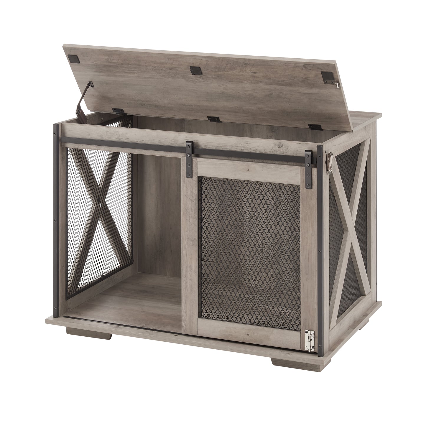 Furniture Style Dog Crate End Table | Double Door Indoor Kennel with Wheels