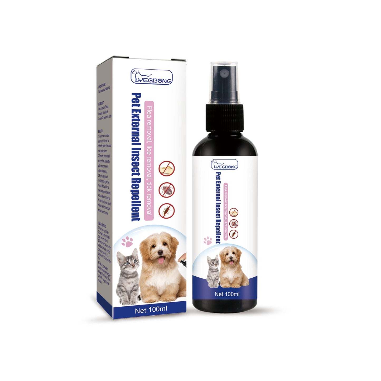 Natural Pet Flea and Tick Spray for Cats and Dogs | Lice and Mite Anti-Itch Treatment