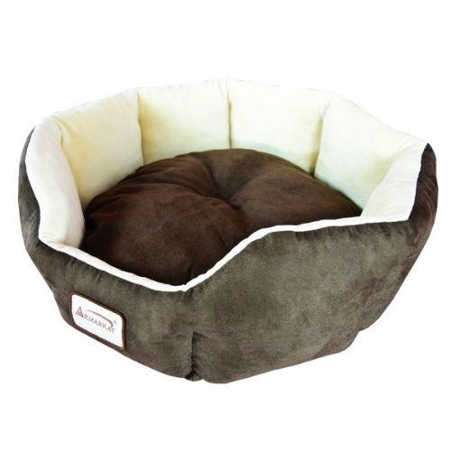 Mocha Beige Oval Pet Bed, Small Dog & Cat Cushion | Waterproof Base