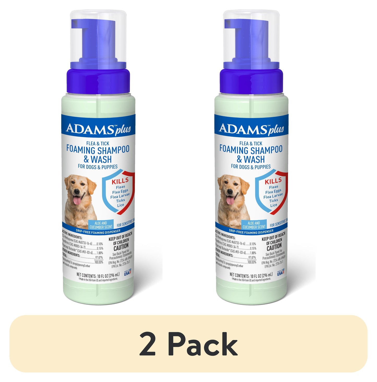 Flea and Tick Foaming Shampoo for Dogs 2-Pack