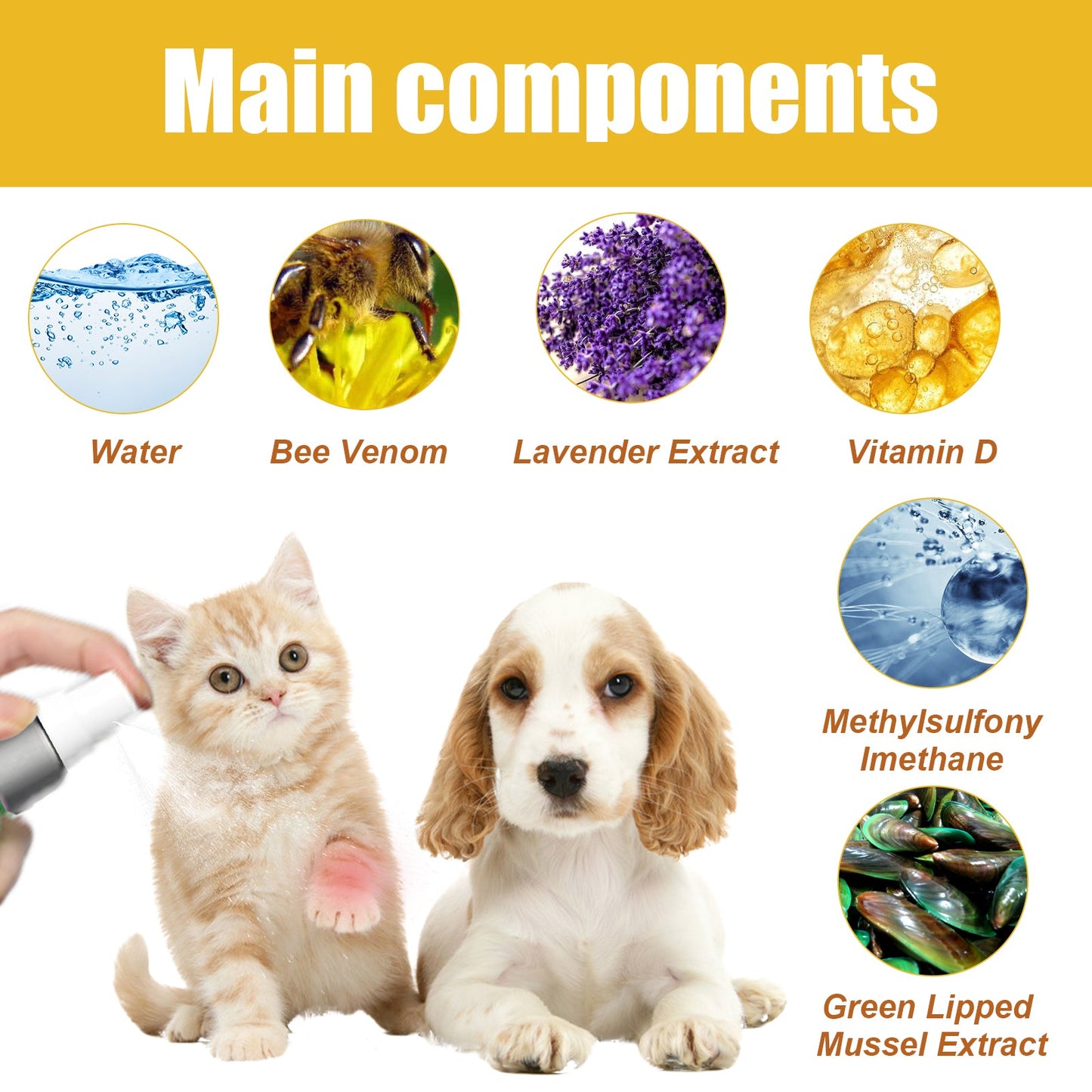 Pet Joint Repair Spray: Bee Venom & MSM Arthritis Relief for Dogs and Cats
