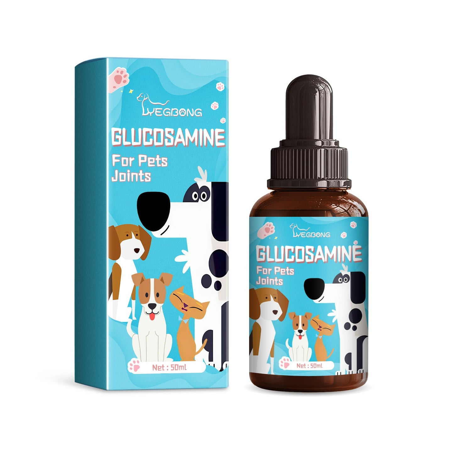Pet Glucosamine Drops for Joint Pain – Turmeric and Chondroitin Relief for Dogs & Cats