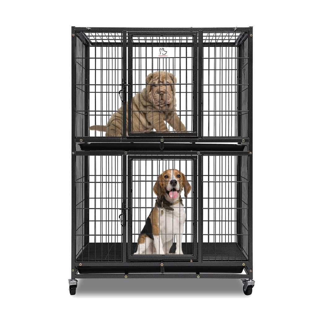 31 Inch Two Tier Dog Crate | Double Decker Steel Pet Kennel