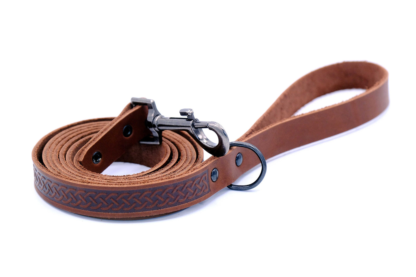 Celtic Sport Leather Dog Collar and Leash Set