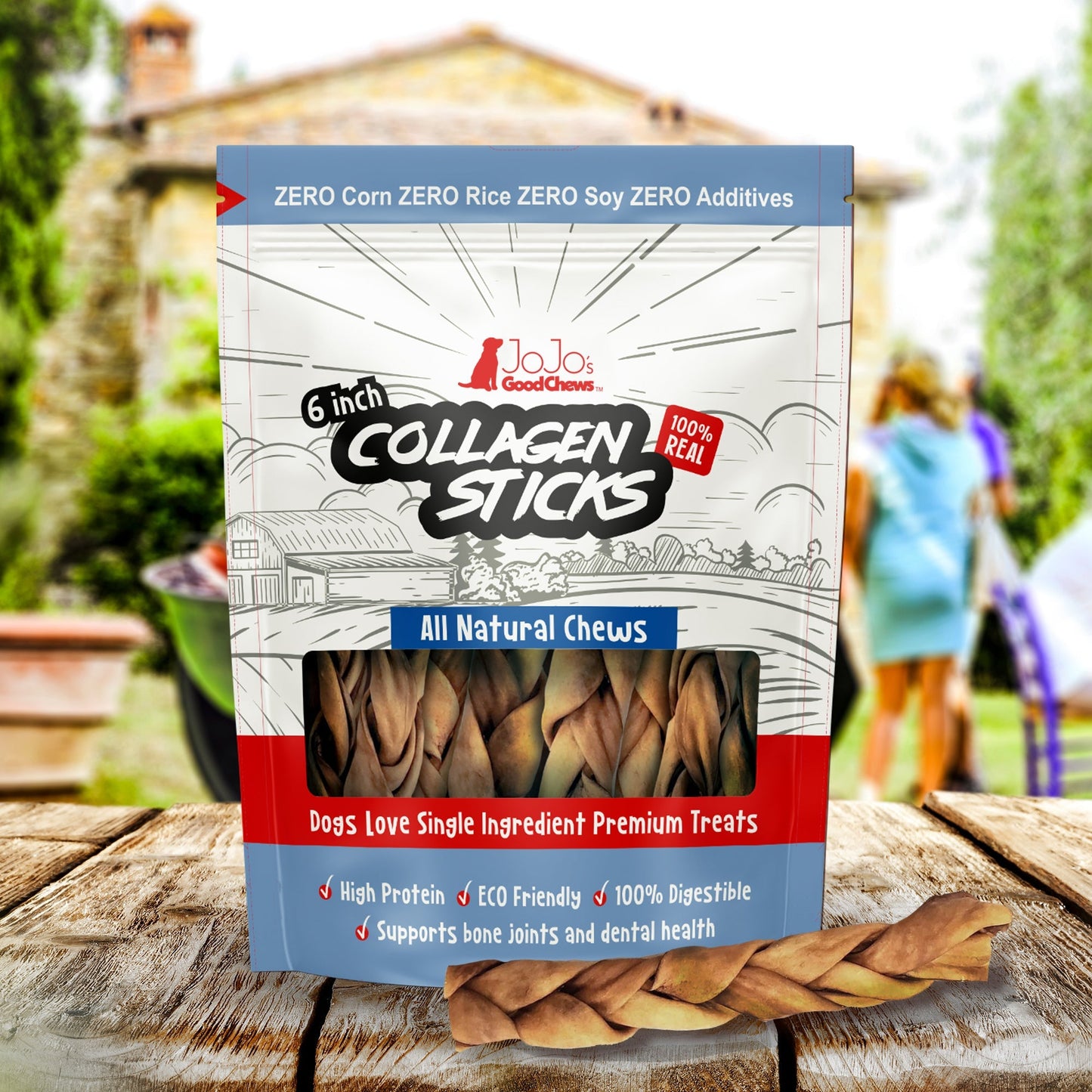 Braided Collagen Sticks for Dogs – 4 Pack 6-Inch All-Natural Joint & Skin Support Chews