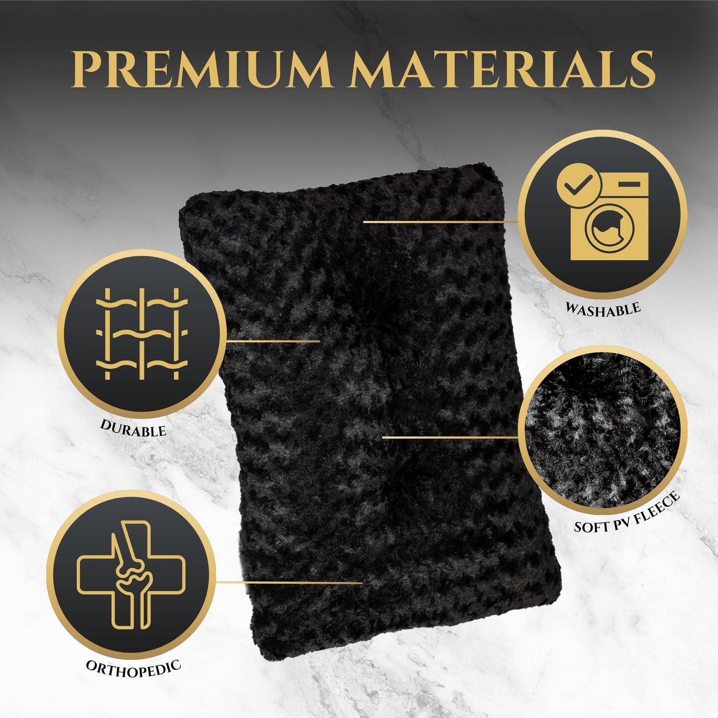 Black Orthopedic Dog Bed | Plush Washable Crate Pet Mat