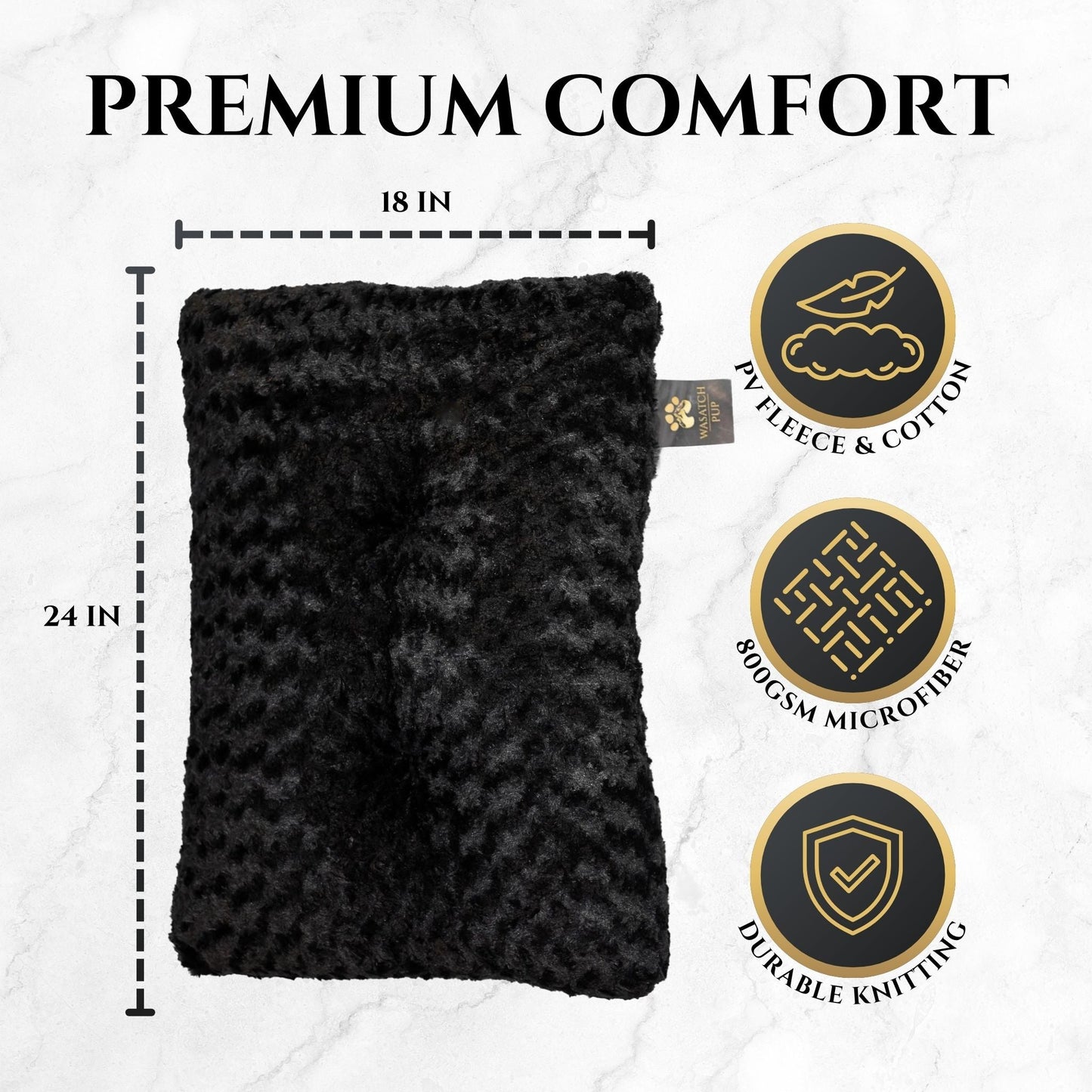 Black Orthopedic Dog Bed | Plush Washable Crate Pet Mat