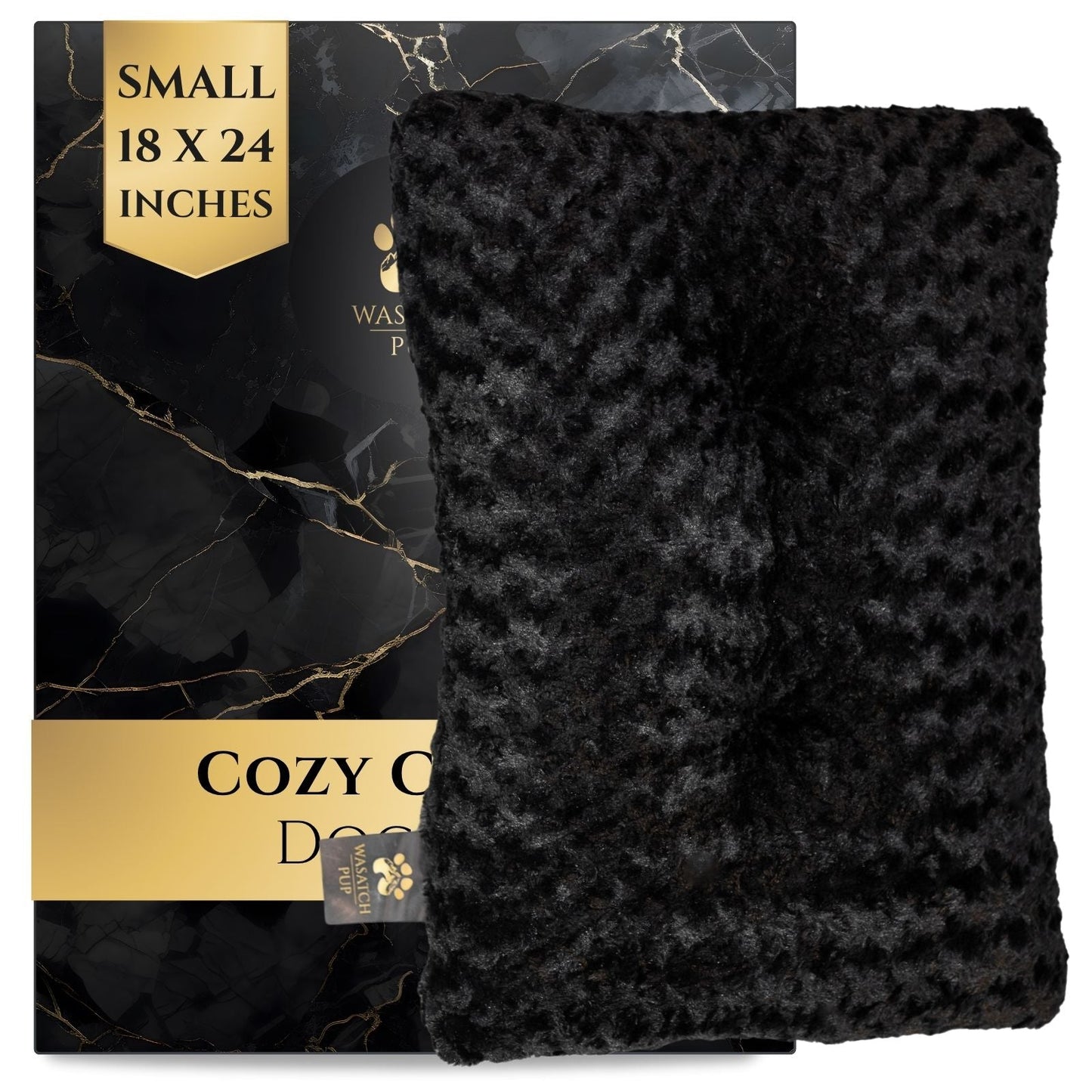 Black Orthopedic Dog Bed | Plush Washable Crate Pet Mat