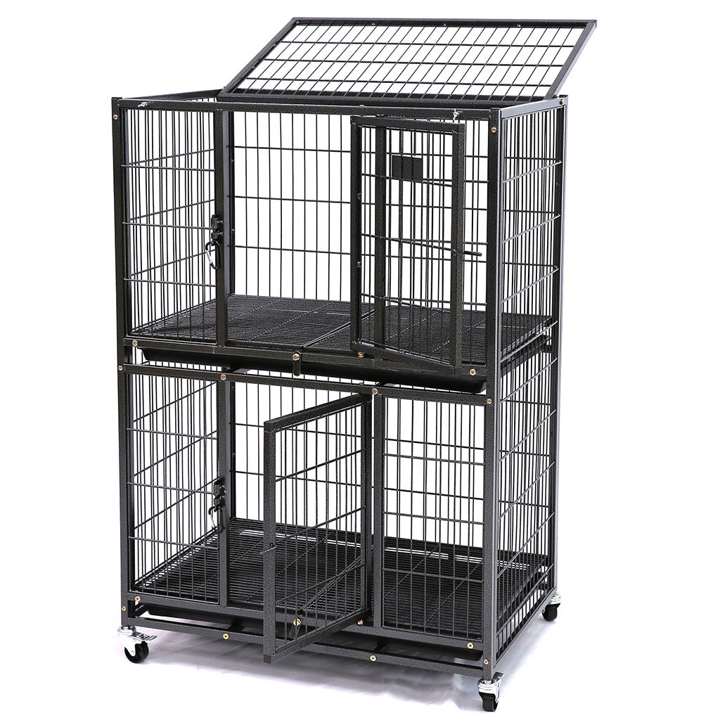 31 Inch Two Tier Dog Crate | Double Decker Steel Pet Kennel