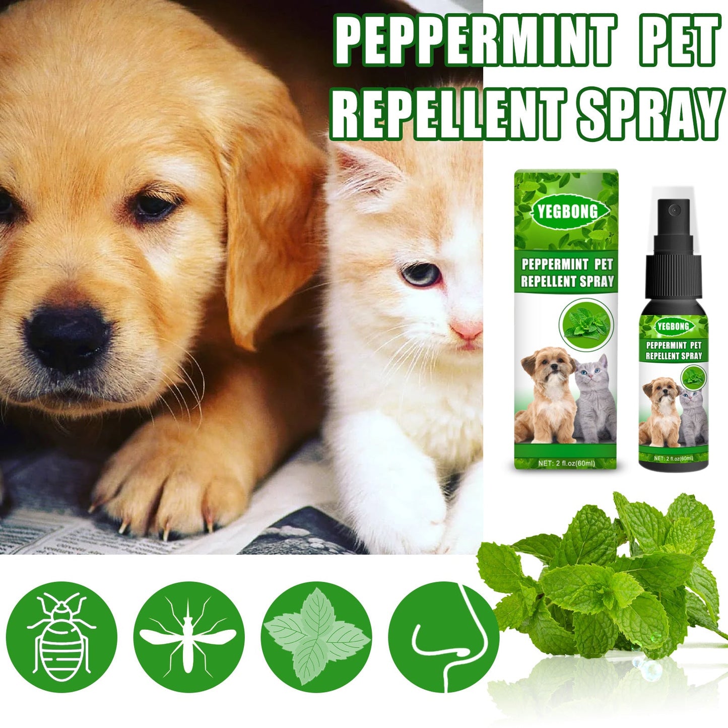 Peppermint Pet Repellent Spray for Dogs and Cats | Natural Flea and Mite Control