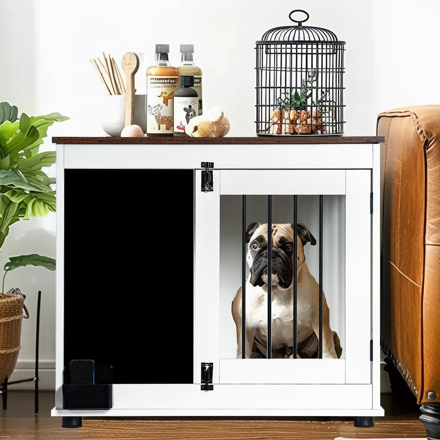 Furniture Style Dog Crate Side Table | Grey Indoor Kennel: The "Side Table" Crate