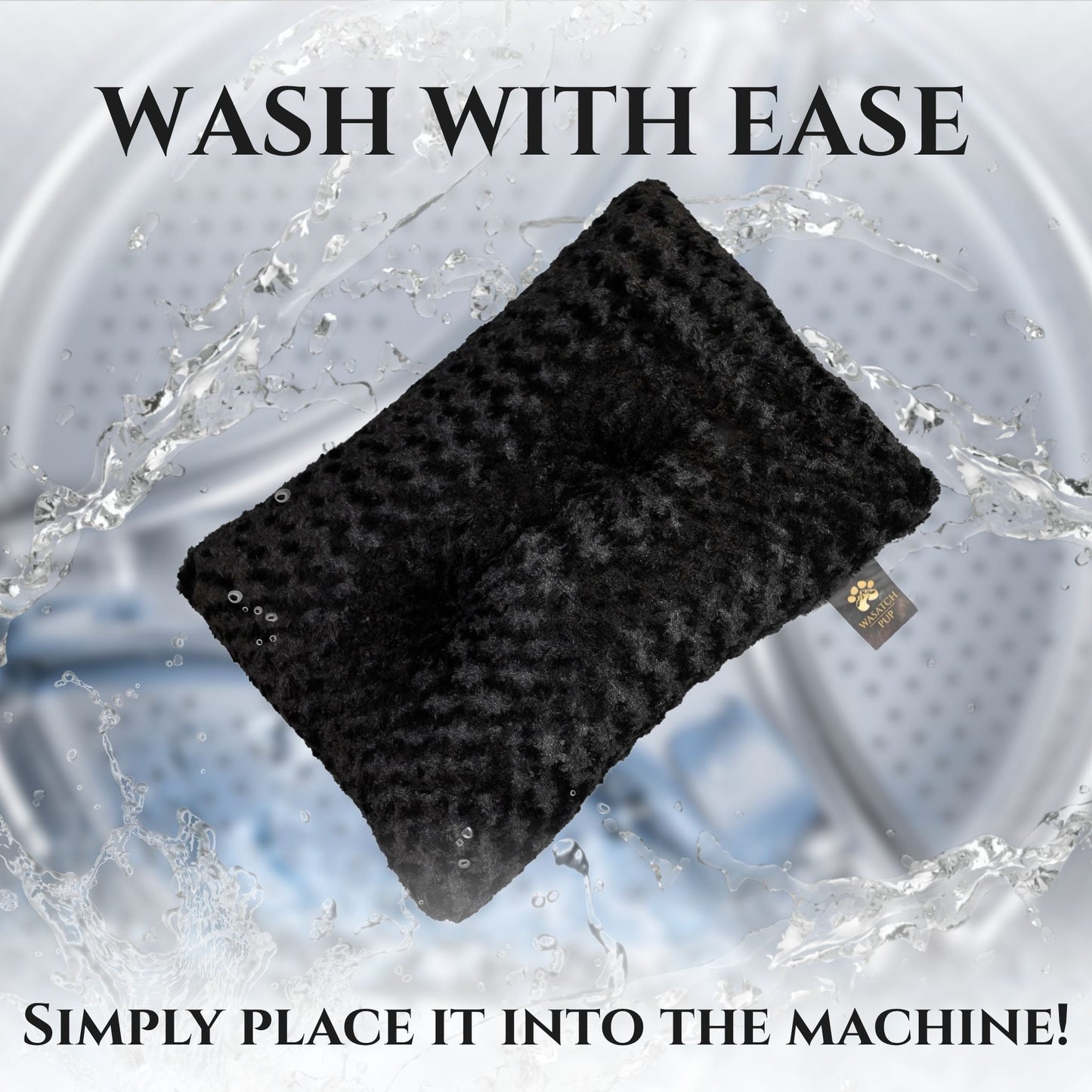 Black Orthopedic Dog Bed | Plush Washable Crate Pet Mat