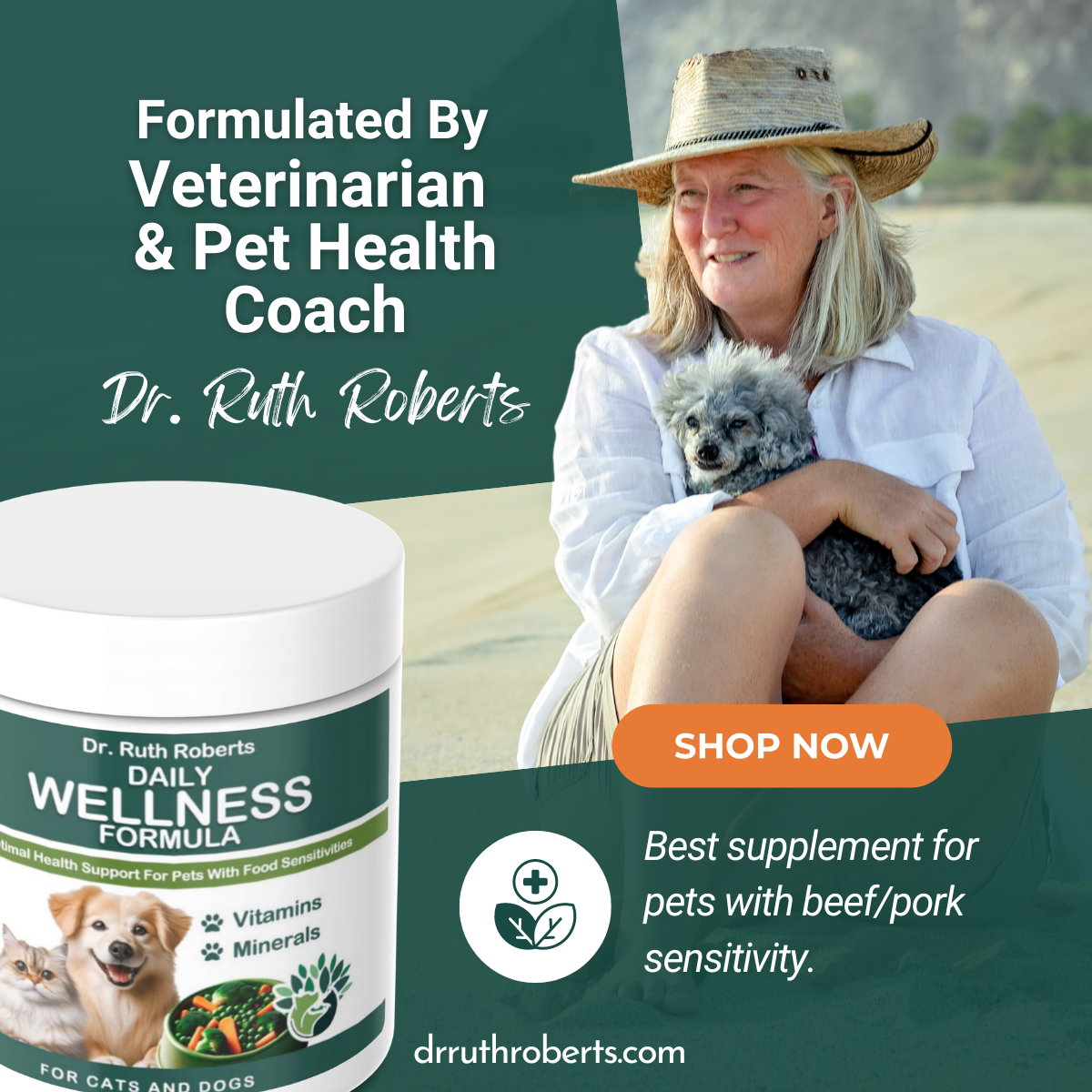Pet Daily Wellness Formula for Pork and Beef Allergies: Multi-Vitamin Powder | 120 Count