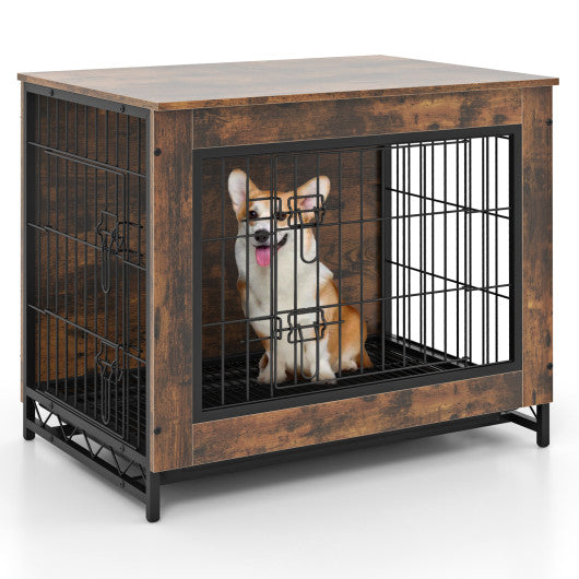 The "Decor" Kennel: Small Dog Crate Furniture End Table with Double Doors