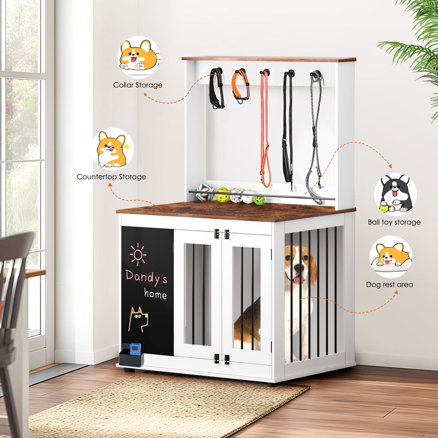 The "Do-It-All" Crate: Rolling Furniture Style Kennel with Lift Top & Storage