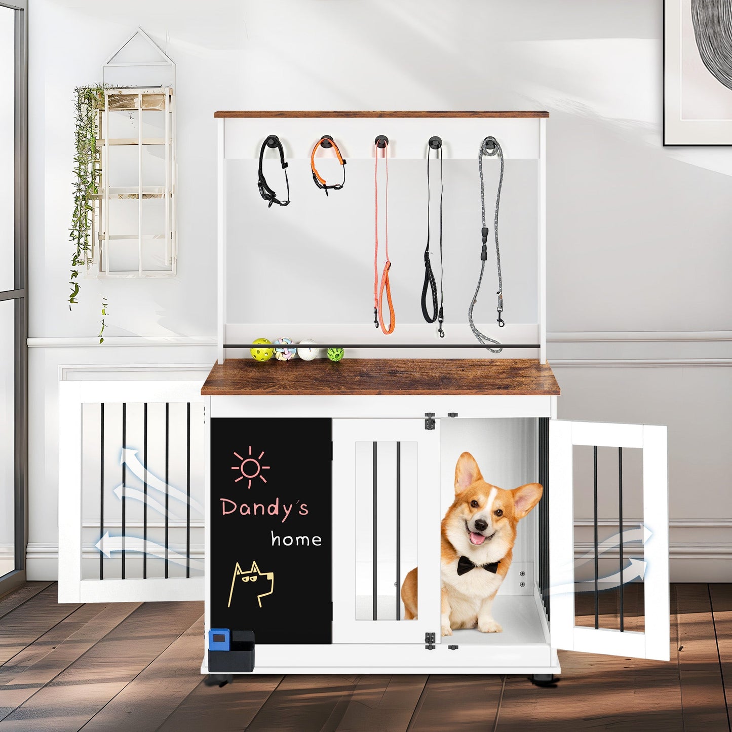 The "Do-It-All" Crate: Rolling Furniture Style Kennel with Lift Top & Storage