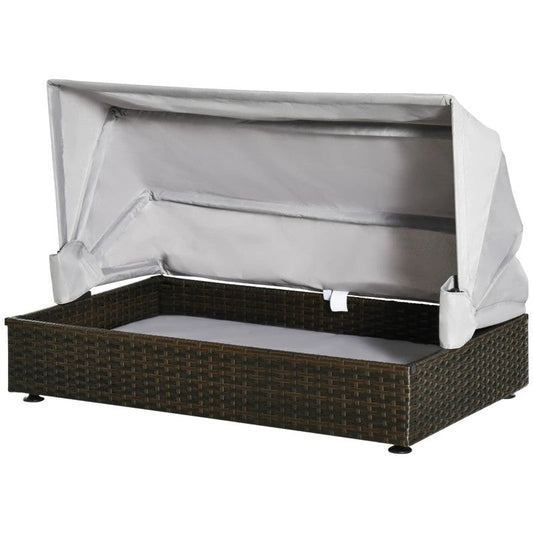 Outdoor Raised Dog Bed | Wicker Canopy Pet House