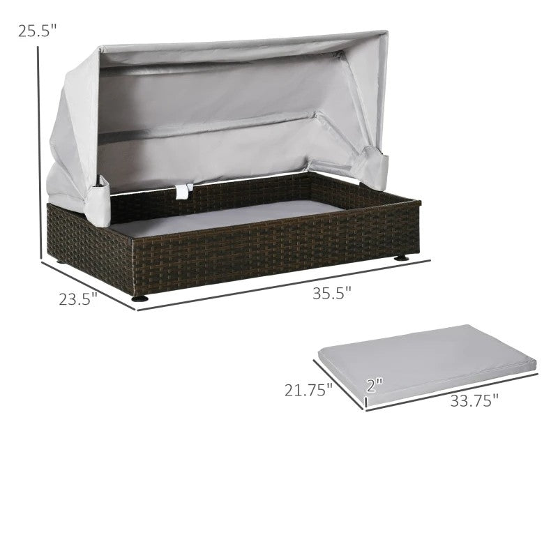 Outdoor Raised Dog Bed | Wicker Canopy Pet House
