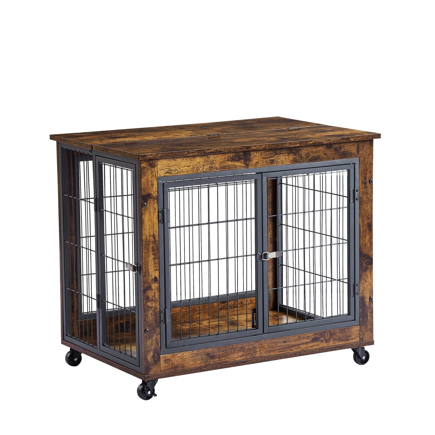 31.5" Furniture Style Dog Crate on Wheels | Wooden End Table Kennel