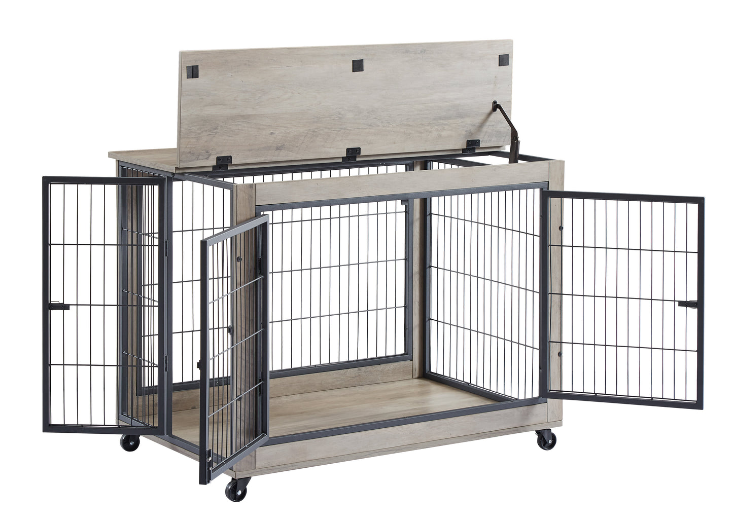 Large Dog Crate End Table | Sliding Barn Door Kennel Dog Crate Furniture