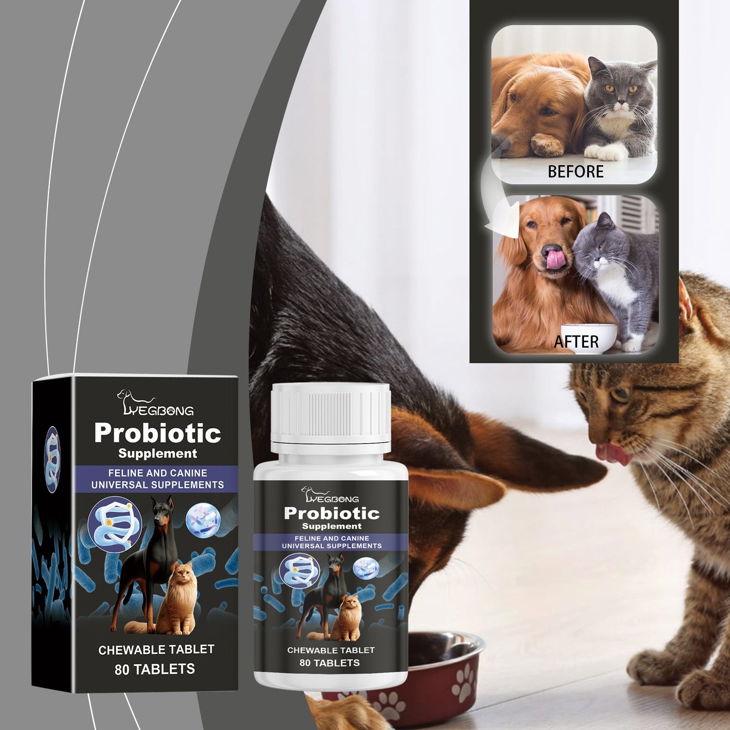 General Compound Probiotic Tablets for Dogs and Cats: Digestive Support with Vitamin B2