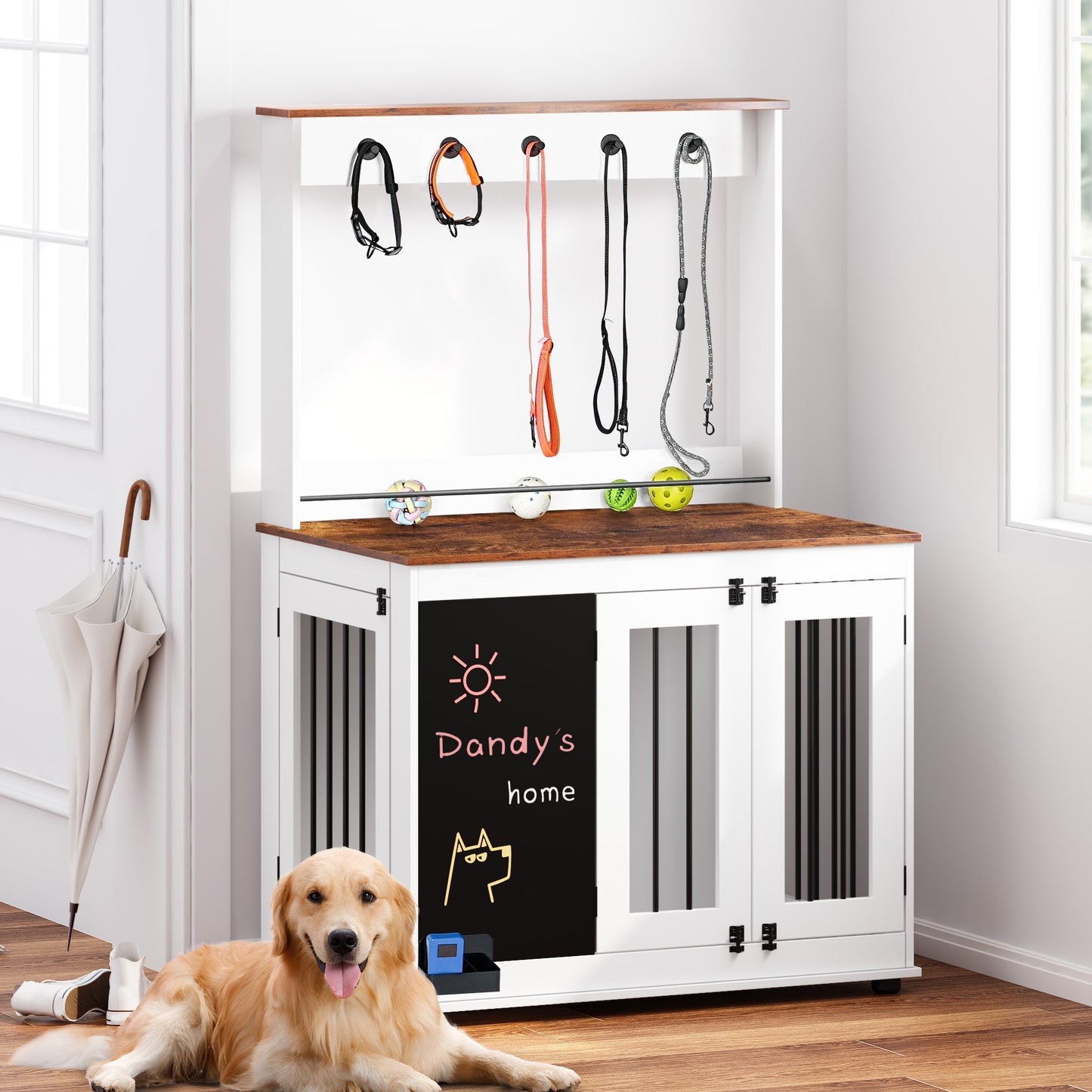 The "Do-It-All" Crate: Rolling Furniture Style Kennel with Lift Top & Storage