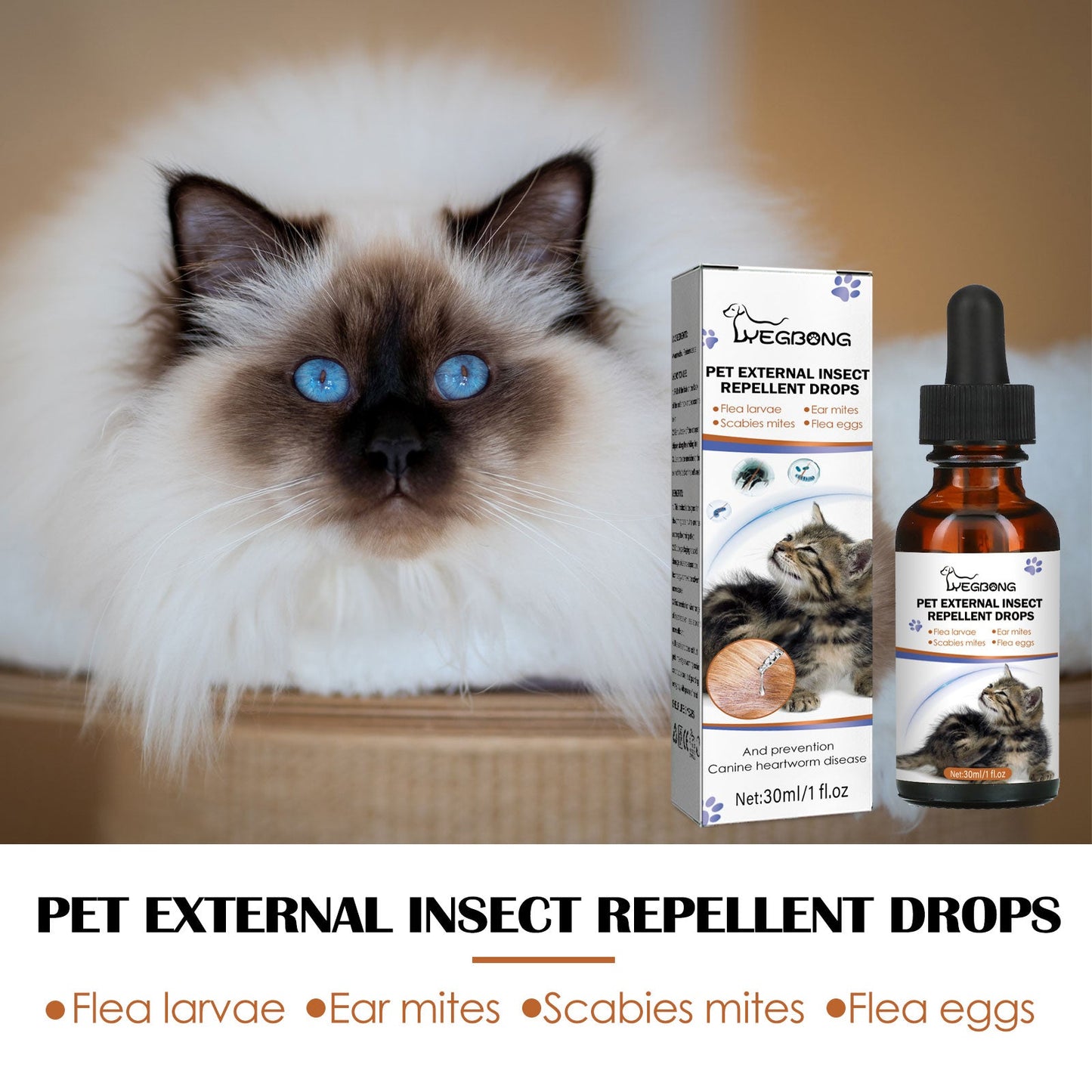 Pet Extracorporeal Insect Repellent Drops for Cats and Dogs | Flea and Tick Removal
