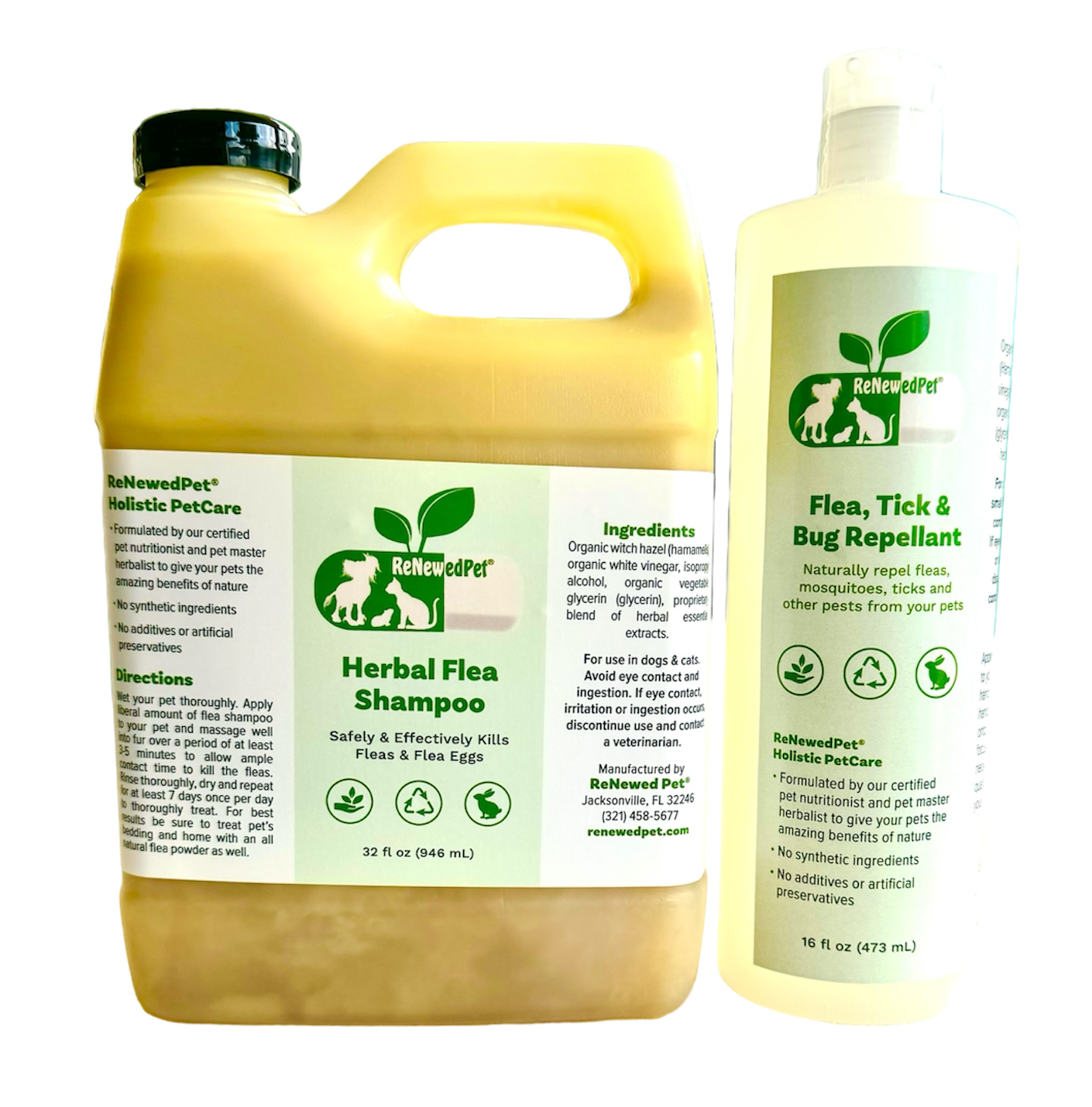 Natural Flea and Tick Treatment Kit for Dogs and Cats | Pet Shampoo & Repellent