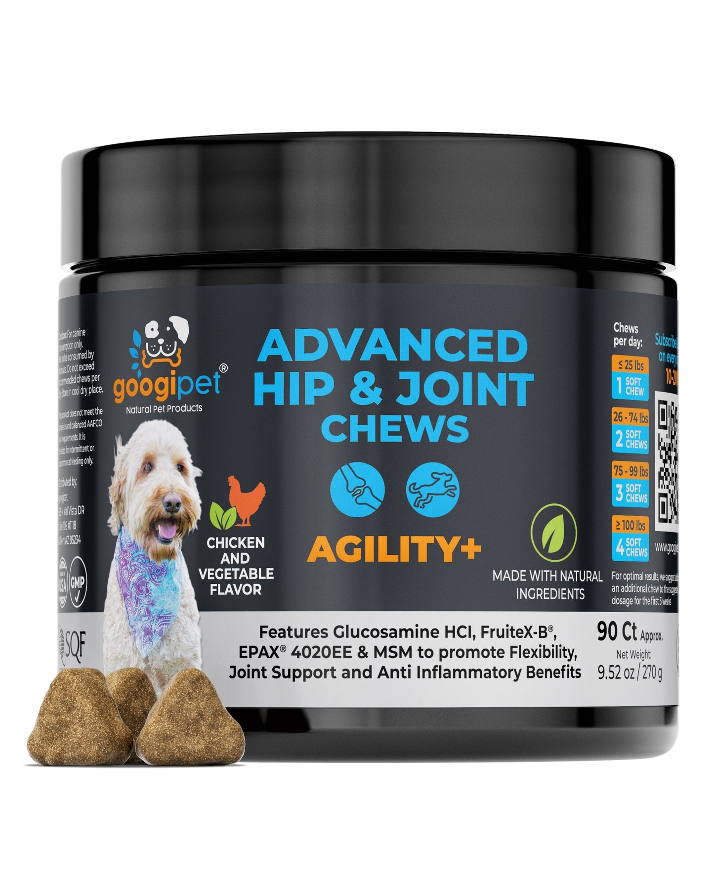 Agility+ Advanced Hip and Joint Chews for Dogs – Glucosamine and Green Lipped Mussel