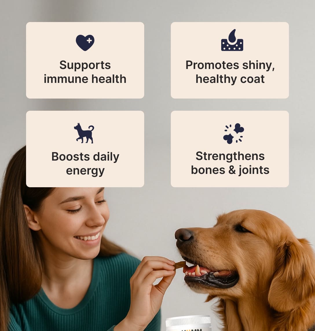 Daily Joint and Multivitamin Soft Chews for Dogs – Glucosamine and Omega 3 Dog Vitamins