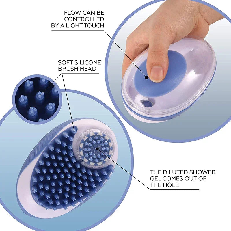 Dog Bath Brush | 2-in-1 Pet Shampoo Brush with Dispenser