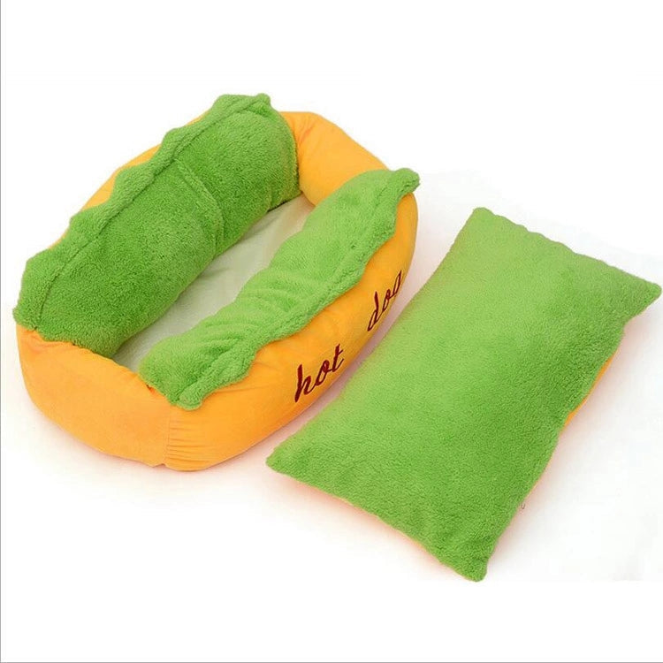 Hot Dog Shaped Dog Bed | Washable Novelty Pet Nest