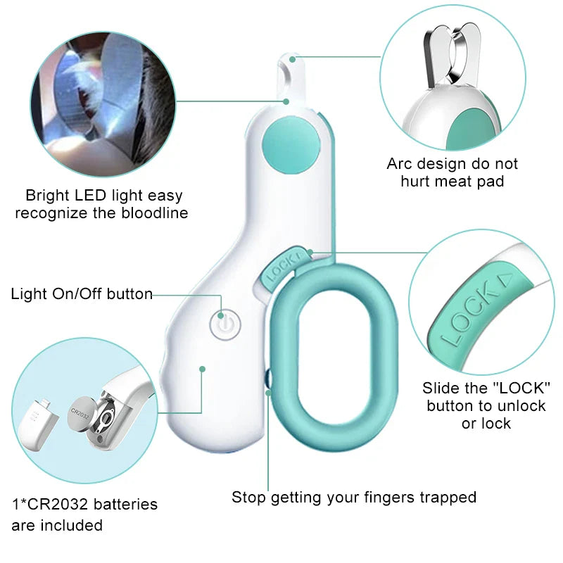 LED Pet Nail Clipper | Cat & Small Dog Grooming Scissors