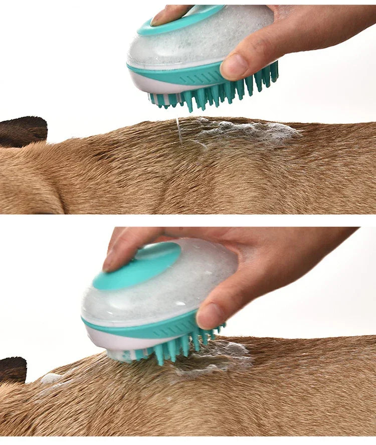Dog Bath Brush | 2-in-1 Pet Shampoo Brush with Dispenser