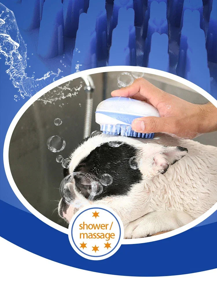 Dog Bath Brush | 2-in-1 Pet Shampoo Brush with Dispenser