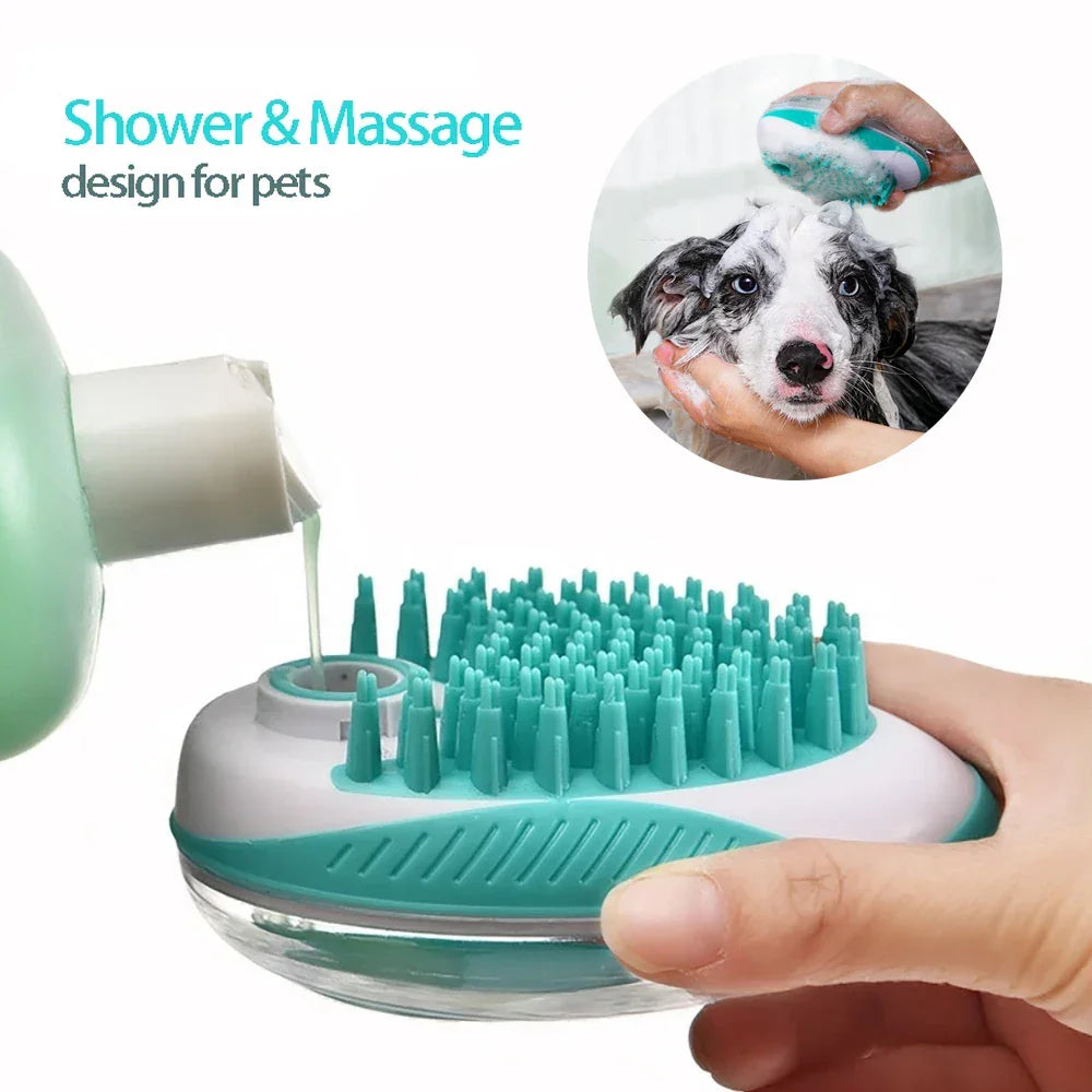 Dog Bath Brush | 2-in-1 Pet Shampoo Brush with Dispenser