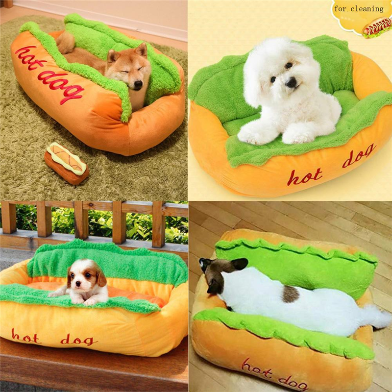 Hot Dog Shaped Dog Bed | Washable Novelty Pet Nest