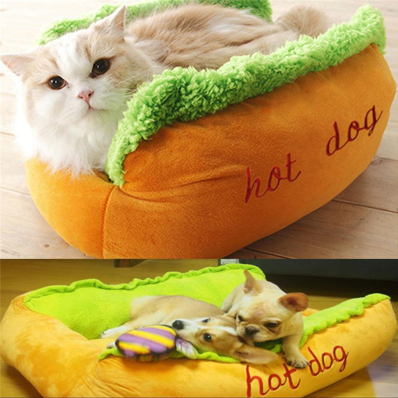 Hot Dog Shaped Dog Bed | Washable Novelty Pet Nest