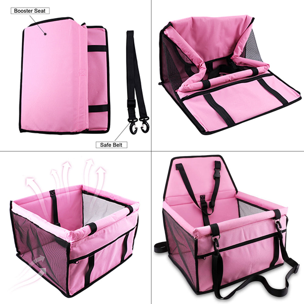 Dog Safety Mesh Travel Carrier Basket : Waterproof Booster Car Seat for Small Pets