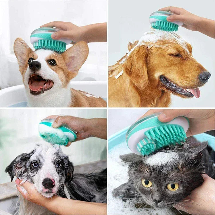Dog Bath Brush | 2-in-1 Pet Shampoo Brush with Dispenser