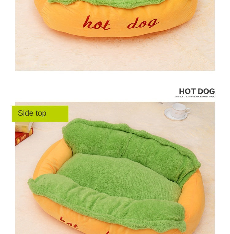 Hot Dog Shaped Dog Bed | Washable Novelty Pet Nest