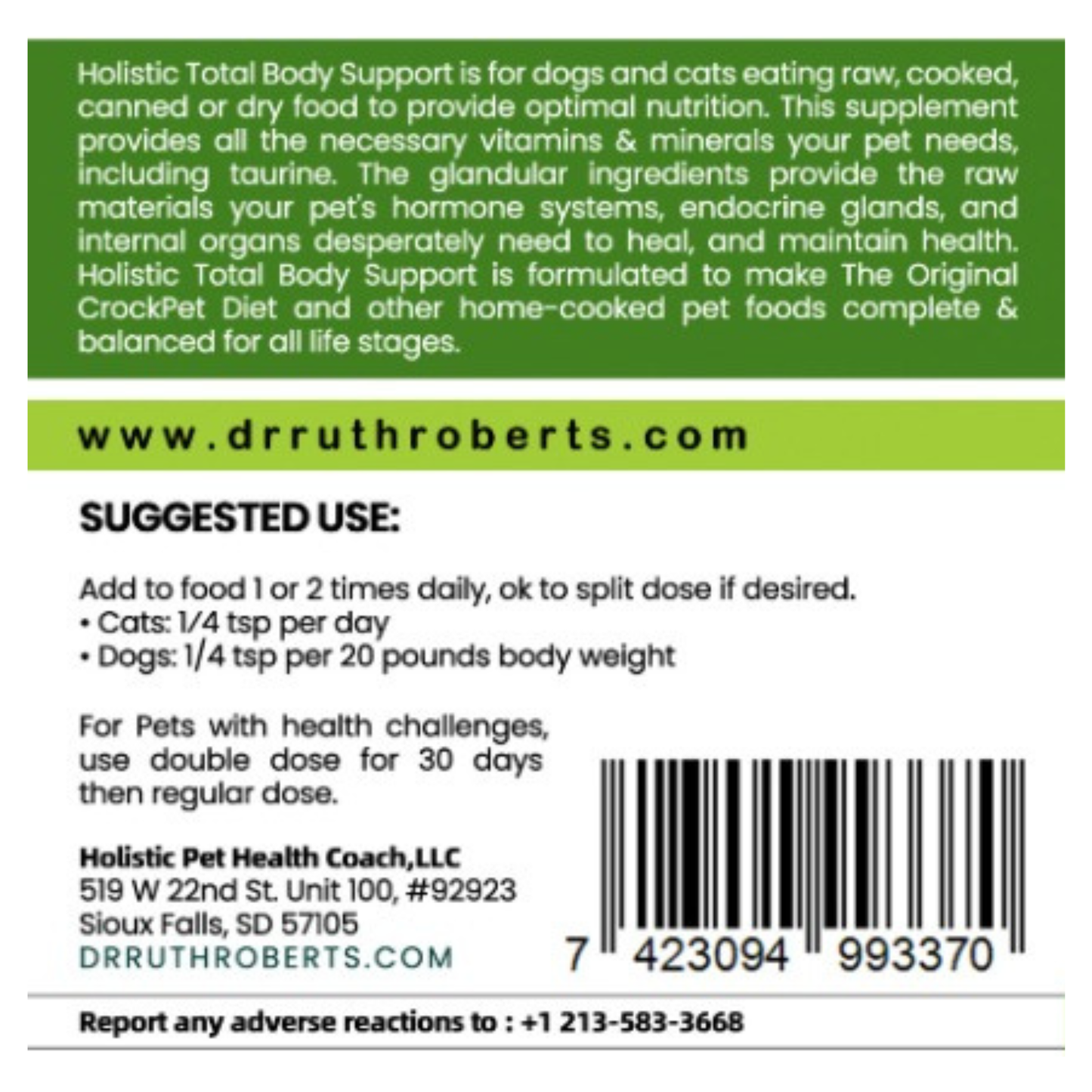 Pet Total Body Support: Dog and Cat Multivitamen Powder