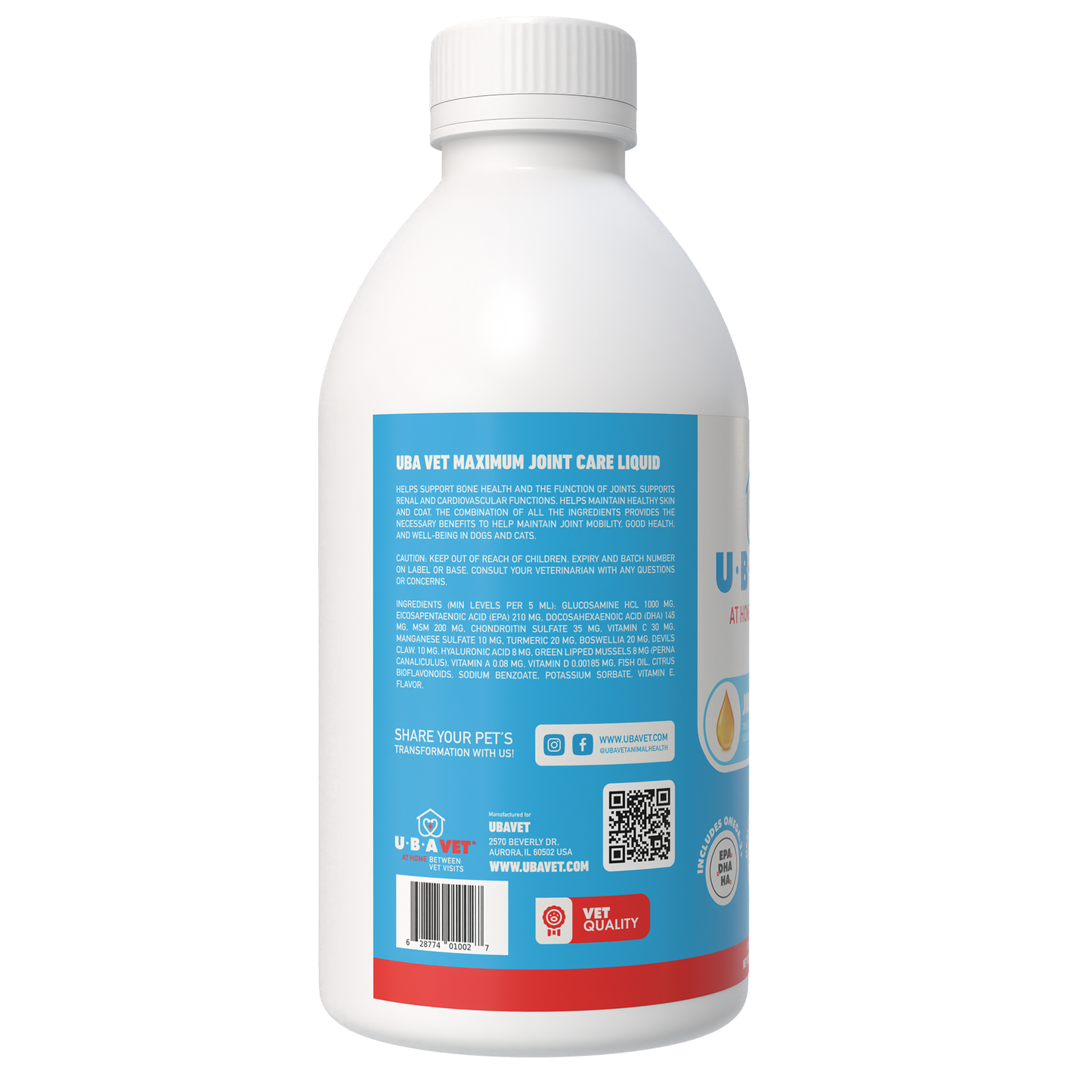 No More Pills: UBAVET Joint Power MEG Maximum Liquid Joint Support for Dogs & Cats