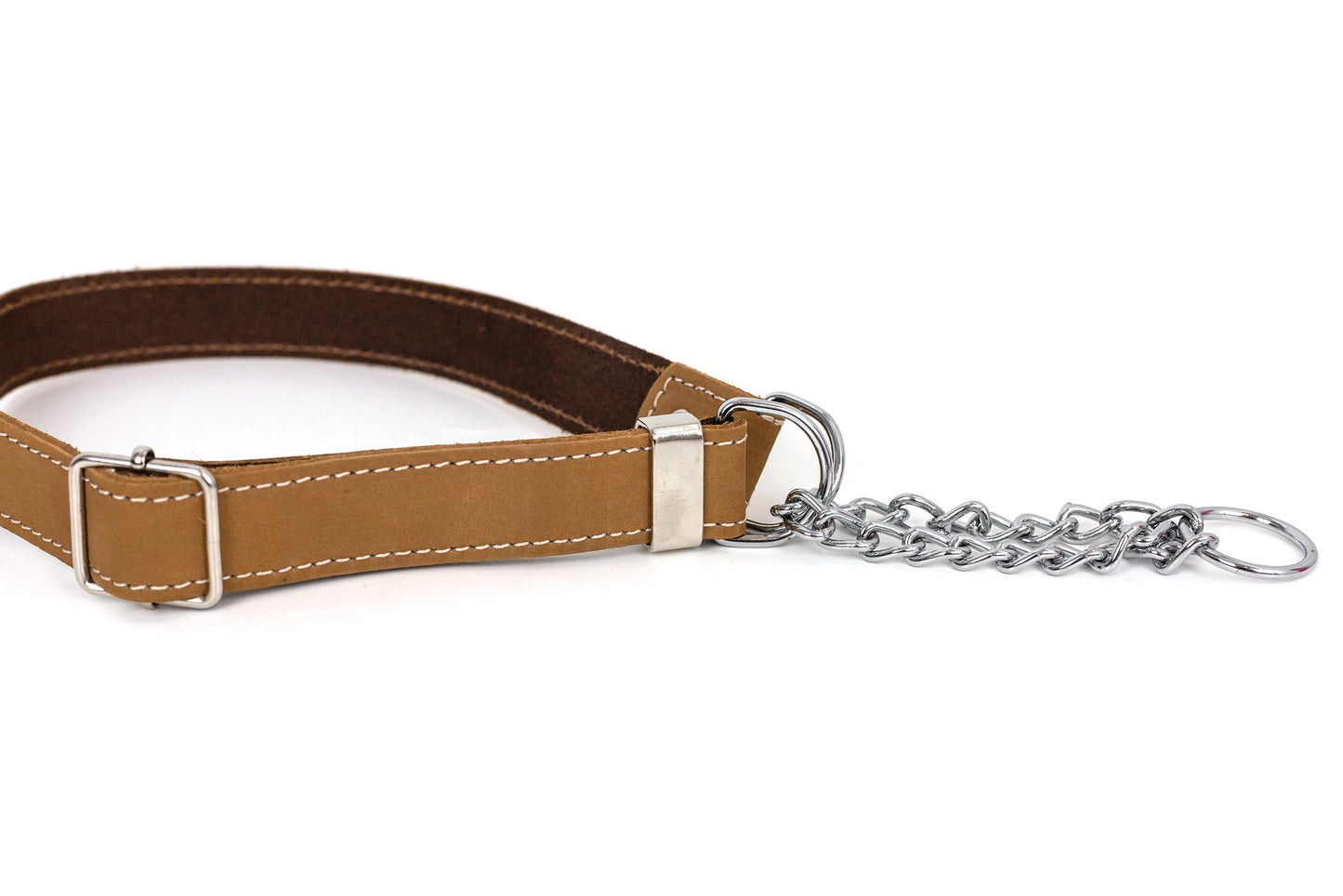 Martingale Khaki Leather Dog Collar – Full-Grain Leather Training Collar Made in USA