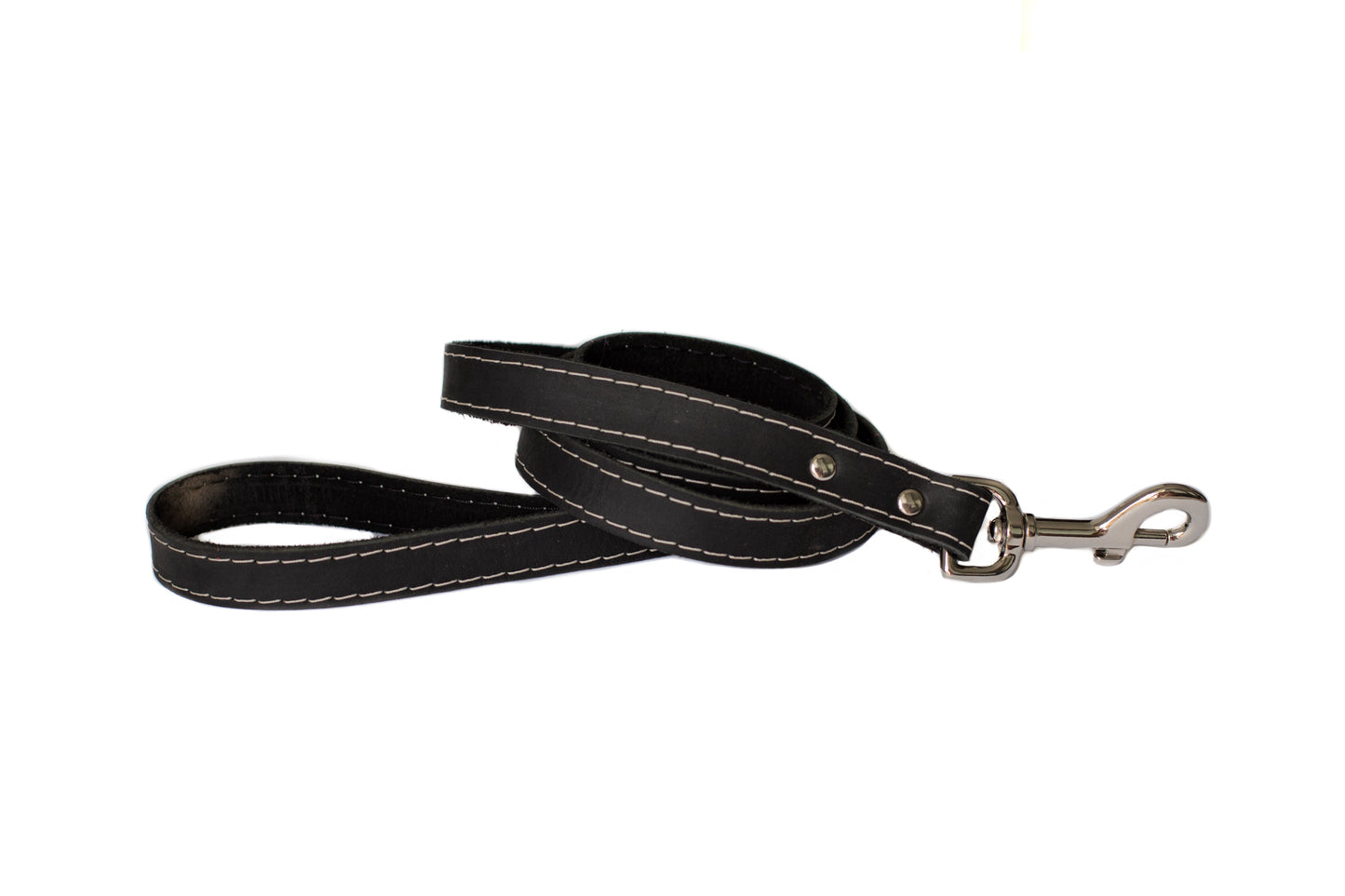 Midnight Black Full-Grain Leather Dog Leash with European Steel Snap | Pro Line Hunting