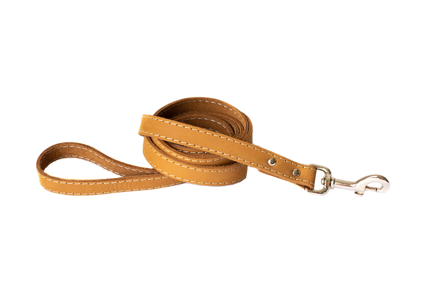 Khaki Full-Grain Leather Dog Leash with European Steel Snap - Pro Line Hunting