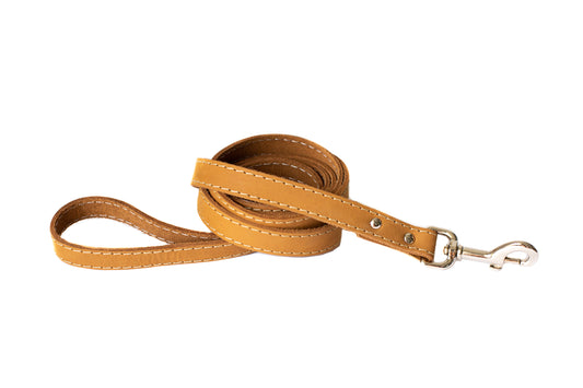 Khaki Full-Grain Leather Dog Leash with European Steel Snap - Pro Line Hunting