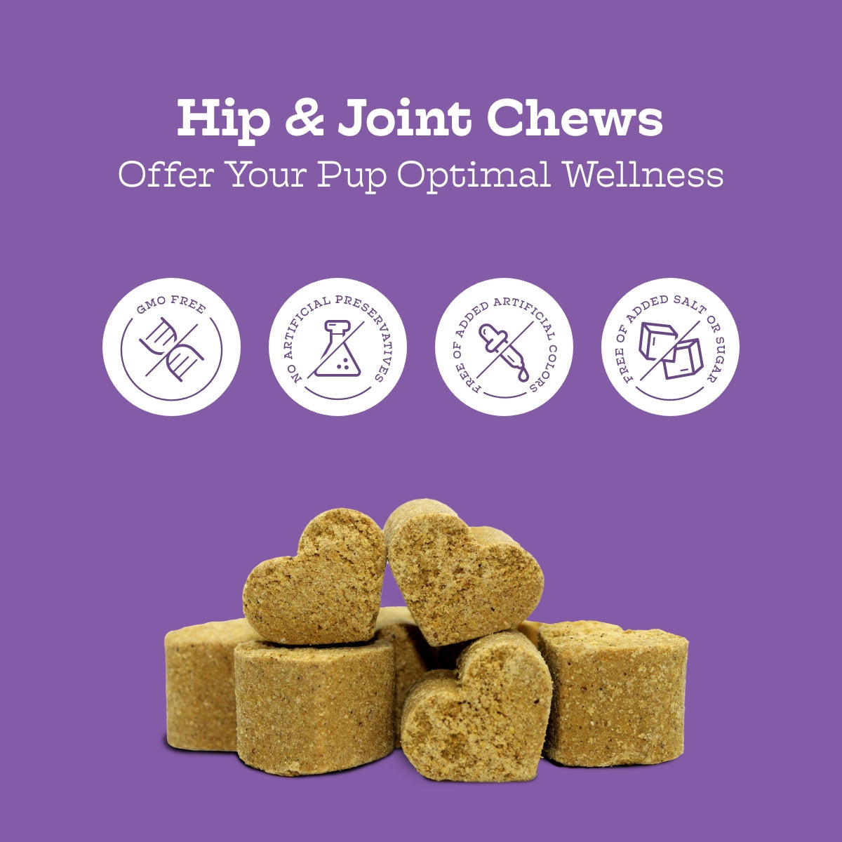 Moe’s Healthy Pets Hip & Joint Chews for Dogs – 600mg Glucosamine & MSM Soft Chews