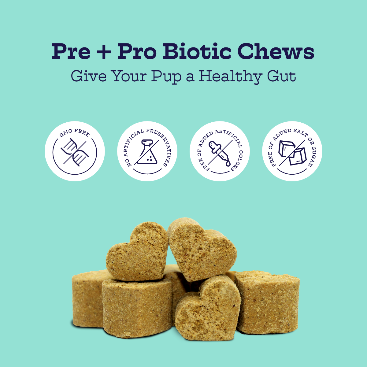 Pre + Pro Biotic Dog Chews – Digestive Health Support